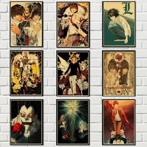 WTQ Canvas Painting Classic Anime Posters Death Note Retro Posters Wall Decor Posters Wall Art Picture Room Decor Home Decor