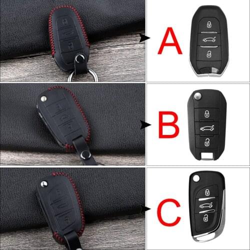 Leather Remote Key Cover Case For Peugeot 2008 3008 508 2008 301 408 5008 4008 2017 2018 For Citroen C4 C5 C6 C4L DS6 C6 DS5