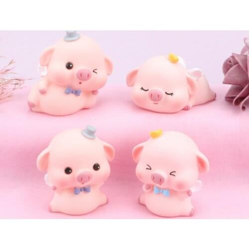 New Cute Mini Angel Pig Decor Animal Winged Pig Crafts Decor Figurines little Accessories Creative Decor Cartoon Resin Ornament