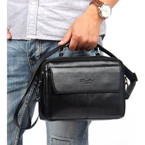 Mens Genuine leather First layer Business Messenger Shoulder Cross Body Bag Male Tote HandBag Purse Handbags