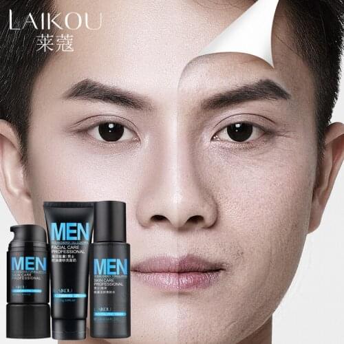 LAIKOU Facial Cleanser Toner Hydrating Whiten Cream Facial Care shrink Pores Anti Aging Acne Daily Face Care For Men Set 3 pcs