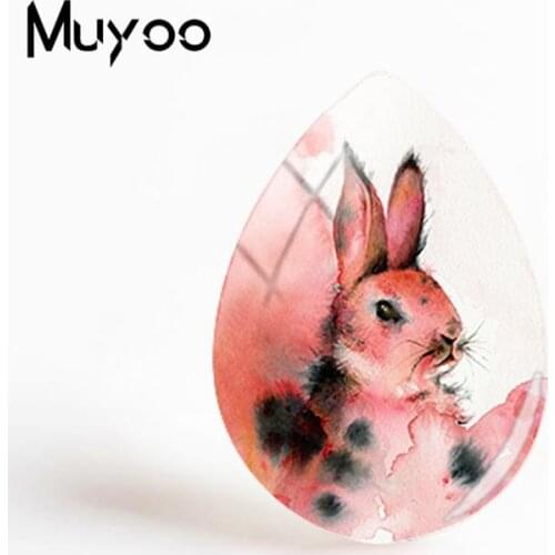 2018 New Bunny The Rabbit Jewelry Funny Rabbits Tear Drop Glass Cabochon Children Art Cabochons For Women