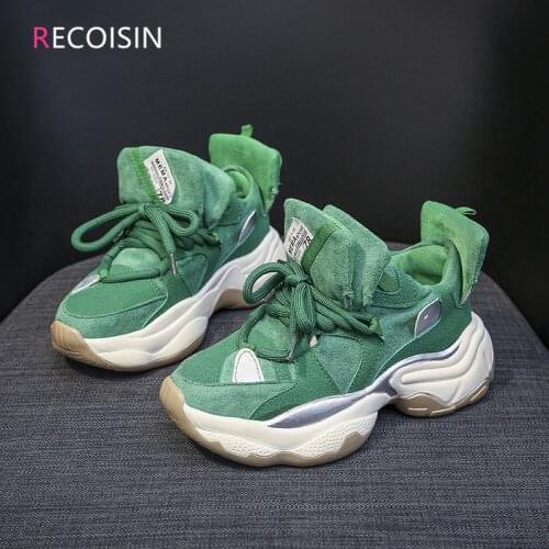 RECOISIN 2021 New Fashion Chunky Sneakers Women Suede Leather Platform Shoes Woman Basket Femme Ladies Shoes zapatillas mujer