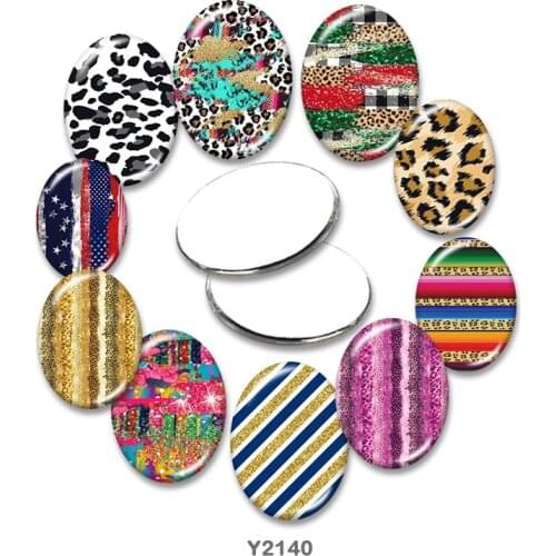 Leopard pattern Oval glass cabochon 13x18mm/18x25mm/30x40mm flat back Making findings TRY2140