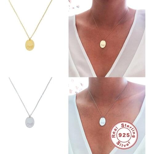 Aide 925 Sterling Silver Necklace With hand in hand Pattern Personalized Pendant Necklaces Clavicle Chain Colgante Collares