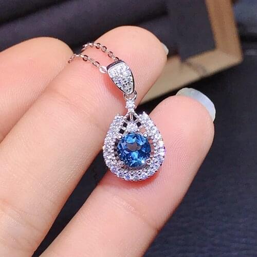 Natural Topaz Necklace, Lady Gem the whole 925 pure silver, Handmade, Free shipping