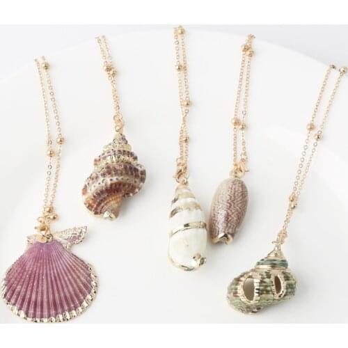 Boho Conch Shell Necklace Shell Gold Shell Chain Necklace Women Seashell Choker Necklace Pendants Jewelry Bohemian Female