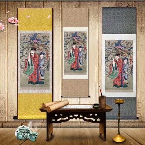 Customized) Scroll paintings of Taoism, portraits of chenghuangye, and decorative hanging paintings of silk paintings