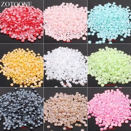 Pearls Half Round Round Beads For DIY Craft Scrapbook Decoration Flatback Rhinestones For Nails Phone Applique 1000Pcs E
