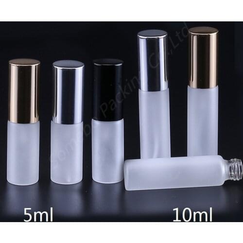 100pcs 5ML 10ML Portable Perfume Atomizer 5cc 10cc Sample Test Tube Bottle Frosted Glass Vials Empty Glass Spray Bottles
