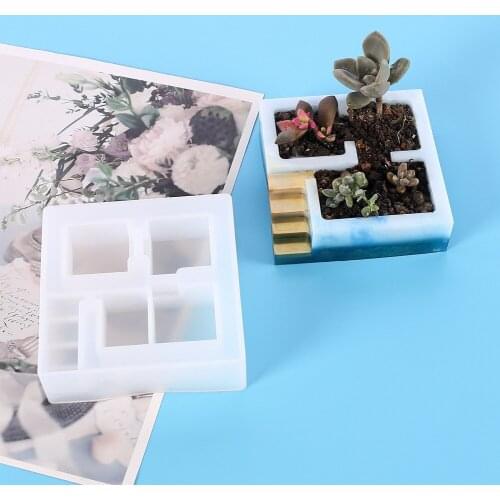 DIY Crystal Epoxy Mold Size Square Storage Box Epoxy Mold Succulent Flower Pot Potted Silicone Mold