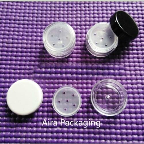 1G 100pcs/lot Mini Empty Cosmetic Powder Storage Box DIY Plastic Small Loose Powder Jar with Sifter Cute Loose Powder Compacts