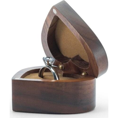 Display heart wood wooden wedding jewelry packaging display case portable designer ring box organizer mothers day gift