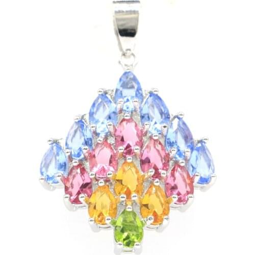 38x29mm SheCrown Star Shape Created Violet Tanzanite For Ladies Fine Jewelry Silver Pendant