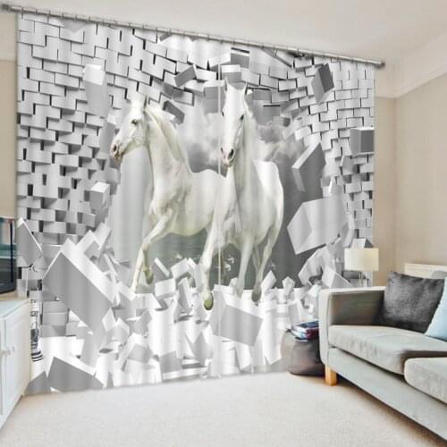 Kids Room Curtains For Window room 3D Photo horse Curtains For Living room Bedroom Decoration Curtains