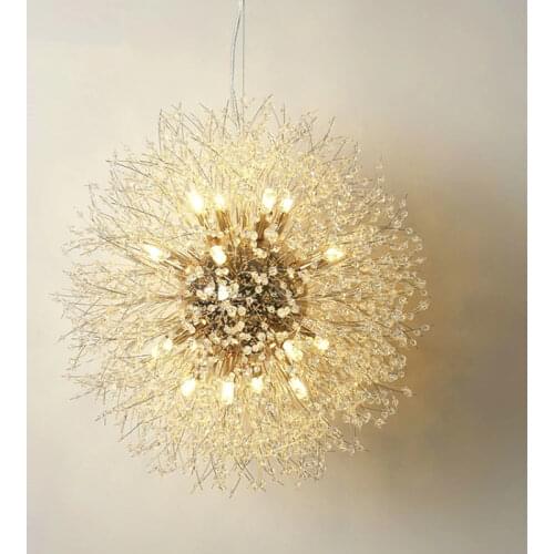 Modern Simple Dandelion Chandelier Lighting Crystal Stainless Steel Nordic Ball luminaria Hanglamp