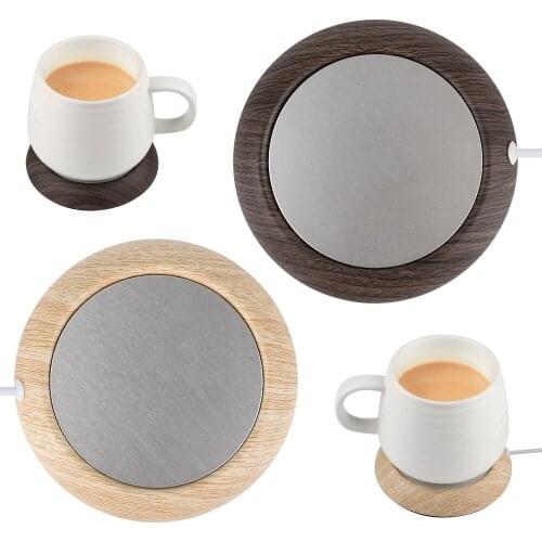 USB Warmer Pad USB Wood Grain Cup Warmer Heat Beverage Mug Mat Keep Drink Warm Heater Mugs Coaster Electric Heating Pad