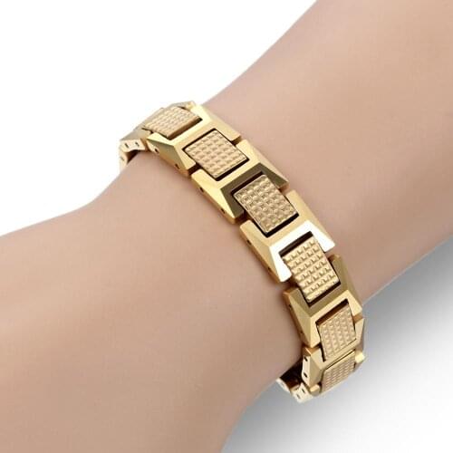 Tungsten Mens Health Energy With Magnetic Stone Luxury Gold Tone Bracelet Men Bracelets Bangles In Jewelry 8.2 inch