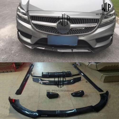 High Quality Carbon Fiber Front Bumper Lip Rear Diffuser Side Skirt Rear Spoiler For Mercedes-Benz W218 CLS B Style 10-13