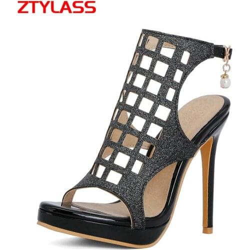 2021 Summer Open Toe Shoes Platform Thin High Heel Women Sandals Fashion Buckle Dress Women High Heel Shoes Plus Size 34-45