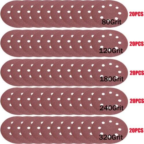 100Pcs 5" Sanding Discs Sandpaper Sand Sheets Grit 80-320 Sanding Disc Polish Sanding Pad For Woodworking Car Polishing Tools