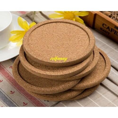 100pcs/lot 10cm Classic Round Plain Cork Coasters Drink Wine Mats Cork Mat Drink Juice Pad For Wedding Party Gift Favor