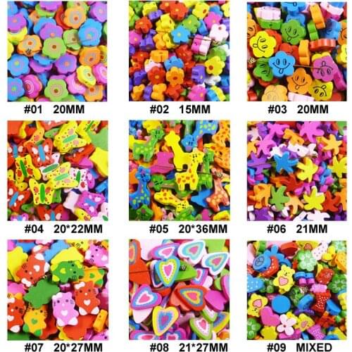 20pcs Mixed Heart Bead Button Fit Pattern Cartoons Wood Sewing Beetle Buttons Scrapbook Toy Charms A-025