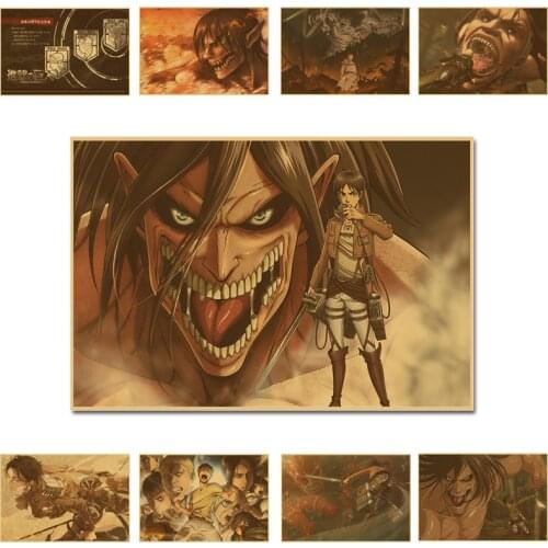 30x45cm Attack on Titan Retro Kraft Paper Poster Big Classic Anime Posters Brown Paper Vintage Wall Decor Decorative Art Painted