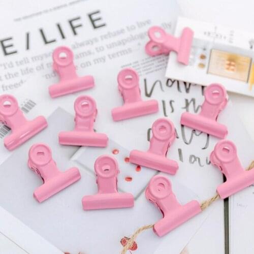 5pcs/set Kawaii Vintage Japanese Harajuku Metal Pink Clamp Paper Clip Wall Photo Cards Decorative Binder Clips Paper Organizer