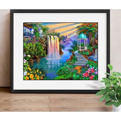 5D DIY Diamond Painting Full Square Waterfall Diamond Embroidery Sale Mosaic Landscape Picture Of Rhinestone Decor Home