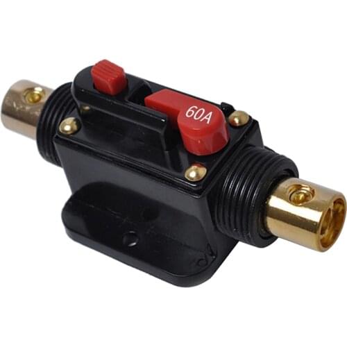 60A Auto Protection Stereo Switch Fuse Holder Inline Circuit Breaker Reset Fuse Inverter for Car Audio System 12VDC