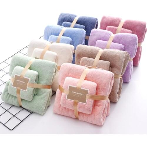 Bath Towels Microfiber Coral Blanket Quick Drying Super Absorbent Soft And Warm Dry Hair Cap Towel Set For Children And Adults