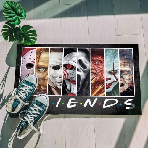 CLOOCL Halloween Theme Horror Movie Character Collection House Rules Doormat 3D Printed Carpet Non-Slip Doormat Bedroom Porch