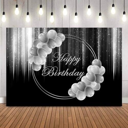 Grey glitter birthday backdrop black adult birthday party decoration supplies Dessert Table Banner Women and man backdrops