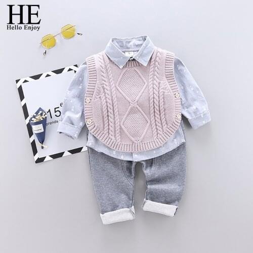 HE Hello Enjoy 2019 New Boy Clothes Shirt Sweater Baby Clothes Fashion Trousers Kids Vest 3 Piece Suit Casual Kids Clothing