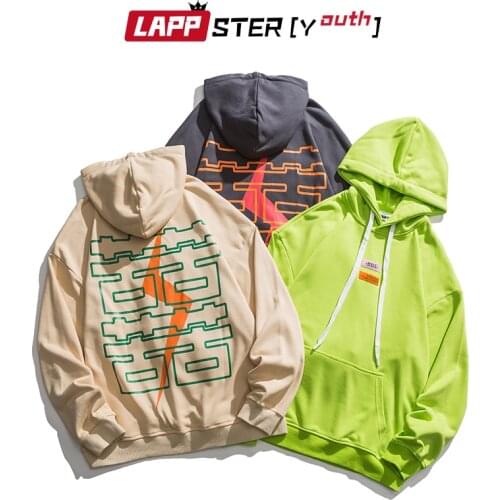 LAPPSTER-Youth Men Designer Harajuku Oversized Hooded Hoodies 2021 Mens Japanese Streetwear Lightning Sweatshirts Man Y2k Hoodie