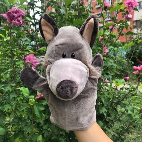 24cm Hand Puppet Lovely Animal Plush Childhood Soft Toy Wolf Shape Story Pretend Playing Dolls Gift Finger Puppets Toy
