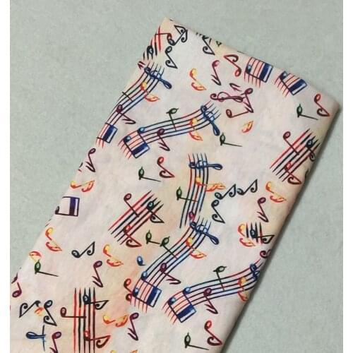 Pretty Colorful Music Note Printed Cotton Fabric 50x105cm Musical Note Fabric Patchwork Cloth Bag Party Home Decoration