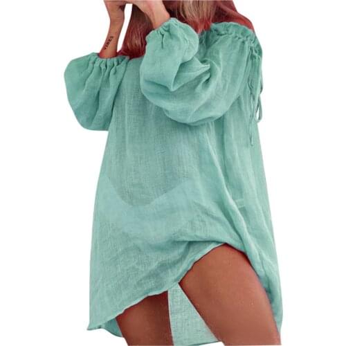 Swimsuit Cover Up 2021 Sexy Beach Cover-ups Beach Short Off Shoulder Blouse Beach Dress Bathing Suit Tunic Swimwear Swimming Top