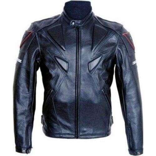 Mens Outwear Motorcycle Racing Real Leather Jacket Hot Sale Riding Coat Jackets Outwear With Protective gear Black Plus Size