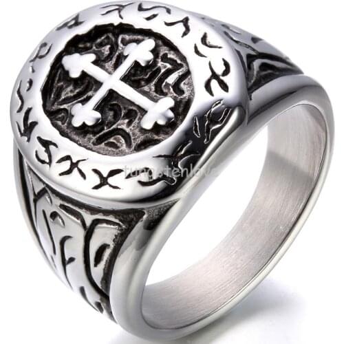 Fashion Biker Rings for Men 316L Stainless Steel Cross Party Ring Gothic New Arrival Halloween Christmas Gifts