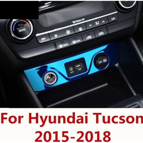 Car Cigarette Lighter Stickers Sequins Internal Decoration Accessories Panel frame accessories For Hyundai Tucson 2015-2018