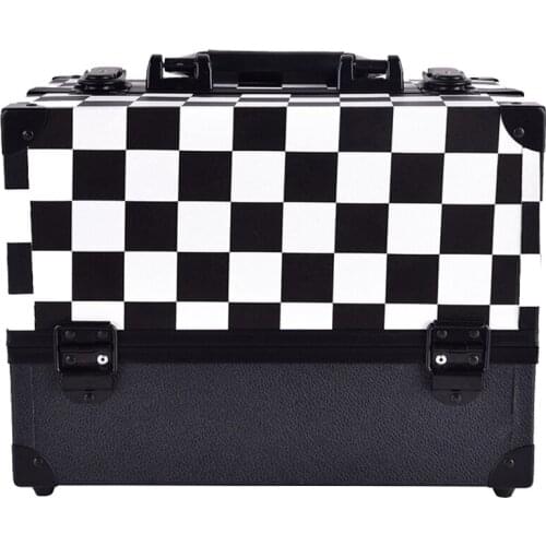 The New Leopard checks leaves ABS&PU Make up Box Makeup Case Beauty Case Cosmetic Bag Multi Tiers Lockable Box cosmetic case