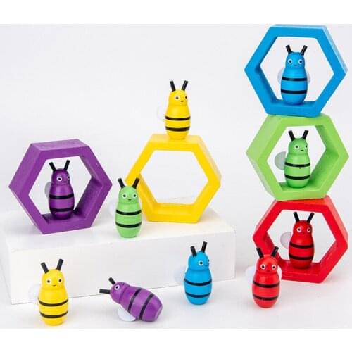 Montessori Educational Wooden Toys For Children Learning Resources Mastermind Montessori Game Pick Up Bee Kids Education Toy New