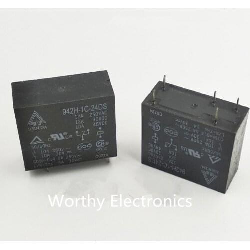Wholesale 100pcs/lot 942H-1C-24DS 12A 5feet relay