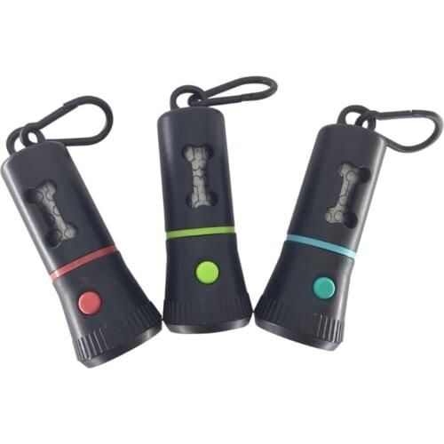 Dog Poop Bag Dispenser with LED Flashlight Cleaning Waste Garbage Box Carrier Puppy Pick-Up Bags Holder Pouch Pet Outdoor 16FA