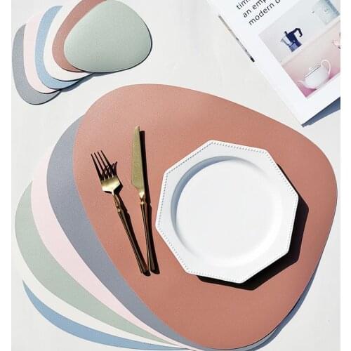 Tableware Pad Placemat Table Mat PU Leather Heat Insulation Non-Slip Placemats Placemat for Kitchen Washable Cup Pads