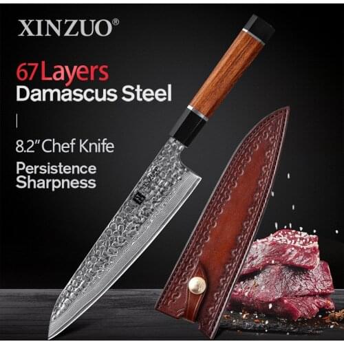 XINZUO Professional 8.2" Damascus Steel Chef Knife High End Japanese Style Kitchen Gyutou Knives Sharp Cutter Excellent Handle