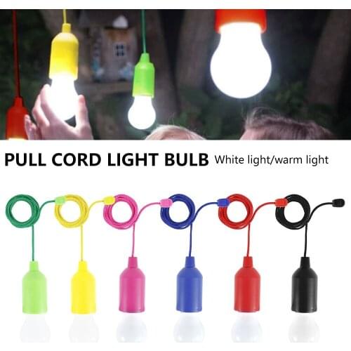 Colorful Pull Light Bulb Chandelier Portable Hanging Light Bulb Outdoor Camping Garden Decoration Hanging LED Night Light Lamp