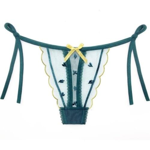 Sexy Panties Women Bandage G-String Thong Lace Underwear Pantys Low-Waist Female Underpants Mesh Perspective Briefs Lingerie